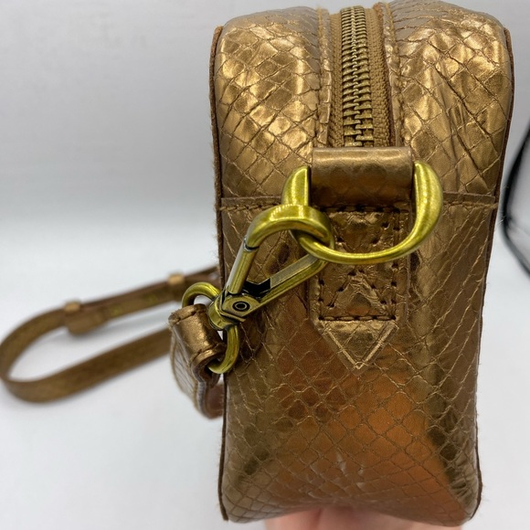 Madewell Bronze Metallic Snake Embossed Leather  Edition Transport Camera Bag - Picture 8 of 11